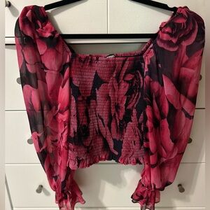 Floral sheer sleeve top